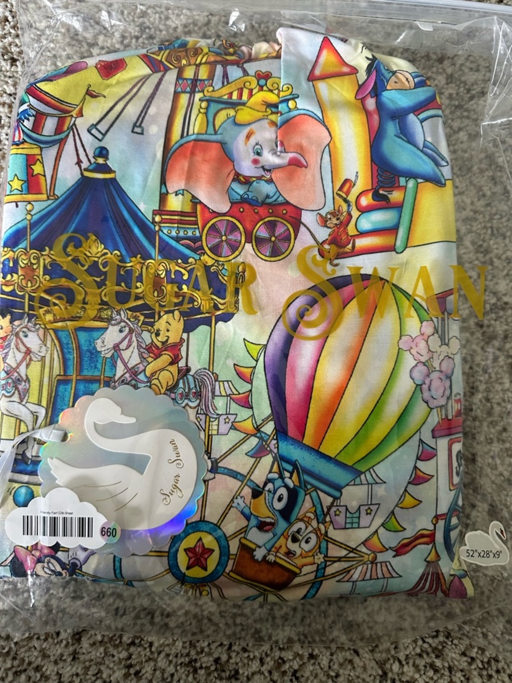 Sugar Swan NWT Carnival-Print Bamboo Crib Sheet - Multicolor